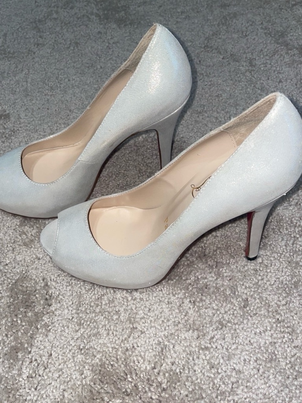 Elegant Women's Pearl White Peep-Toe High Heels